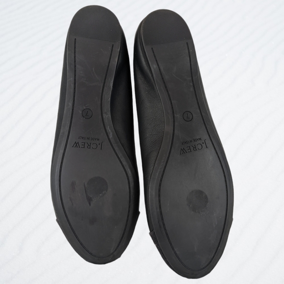 J. Crew Studded Toe Black Ballet Flats Leather Made in Italy Size 7 Like New - Picture 3 of 8